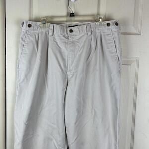 Dockers Khakis Pants Mens W38 L32 Pleated Front Tan Straight Leg Stretch Waist